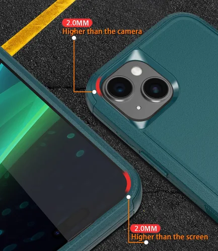 Vista 4 de Diverbox Funda para iPhone 15 [a prueba de golpes] [a prueba de caídas] [protector de pantalla de vidrio templado], funda de protección resistente