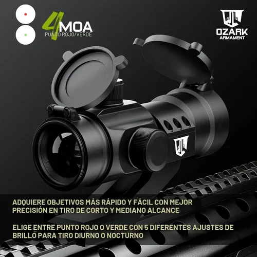 Vista 2 de Vista táctica de punto verde y rojo de Rhino para rifles y escopetas por Ozark Armament - incluye el co-testigo picatinny, montaje con vistas