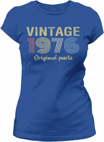 Vista 12 de Regalo de cumpleaños número 50 para mujer, piezas originales vintage 1976 retro cumpleaños, camiseta de cumpleaños 50 Negro-0001