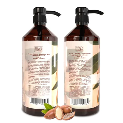 Vista 5 de Set de champú y acondicionador Dead Sea Collection con aceite de argán – Productos hidratantes y suavizantes para el cabello con minerales del Mar