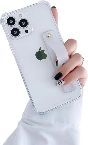Vista 18 de Funda con correa para iPhone 15 de 6.1 pulgadas con soporte de pulsera, TPU suave y transparente protector a prueba de golpes, resistente, lazo
