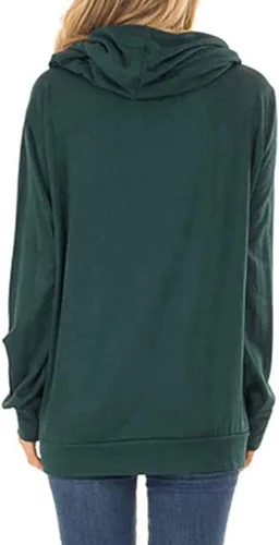 Vista 2 de Sudadera con capucha para mujer con cuello redondo y cordón