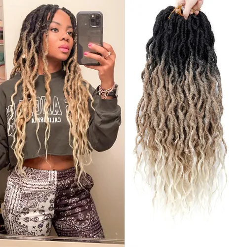 Vista 37 de Rizos de cabello sintético tejido en crochet de 16 pulgadas, 8 paquetes, Rizos de cabello tejido en crochet pre-enlazados con extremos rizados