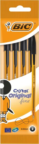Vista 2 de BIC Cristal Fine Bolígrafo Pack de 4 Negro
