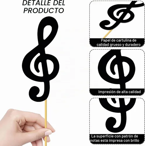 Vista 4 de 21 piezas de centro de mesa con temática de notas musicales, decoraciones musicales para fiesta de cumpleaños, centros de mesa para mesa rock