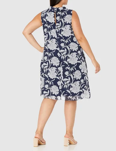 Vista 2 de SL Fashions Vestido de gasa asimétrico sin mangas para mujer talla grande estampado de gasa