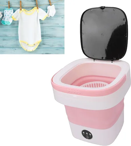 Vista 8 de HURRISE Mini máquina de lavandería, máquina de lavandería plegable de 14 litros con 3 modos de limpieza profunda, para ropa interior, calcetines
