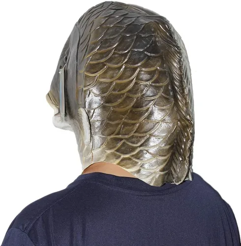 Vista 4 de HENGYUTOYMASK Máscara de pez, disfraz de Halloween, fiesta, animal, cabeza completa, accesorios de cosplay, máscaras de látex para adultos