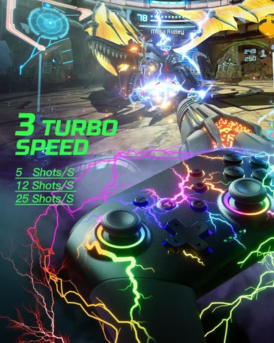 Vista 4 de VOYEE Controlador de interruptor inalámbrico, compatible con Nintendo Switch ControllerSwitch ProLiteOLED, controlador Switch Pro con LED RGB