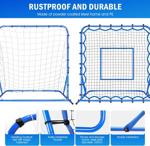 Vista 2 de Soccer Baseball Rebounder Net, Soccer Goal Net, Volleyball Softball Rebound Pitchback Net Quick-Switch Angle Training for Control, Passing Practice