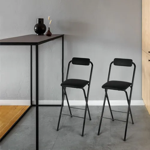 Vista 2 de Thyle 1 pieza de taburete de bar plegable con respaldo, taburete alto plegable portátil, silla de bar plegable de altura de encimera, asiento