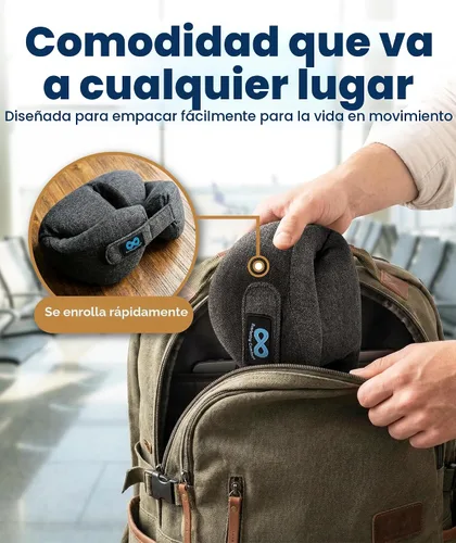 Vista 6 de Everlasting Comfort Almohada cervical mejorada para aviones - Reposacabezas de viaje de espuma viscoelástica para volar - Almohadas de viaje 2-Gris