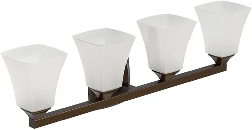 Vista 2 de Moen Voss YB5164ORB - Accesorio de tocador de baño de doble montaje con 4 luces de bronce aceitado con vidrio esmerilado