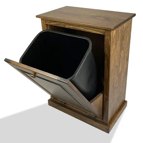 Vista 12 de Peaceful Classics Gabinete de basura – Armario escondido hecho a mano para botes de basura – Papelera decorativa para baño, papelera de oficina