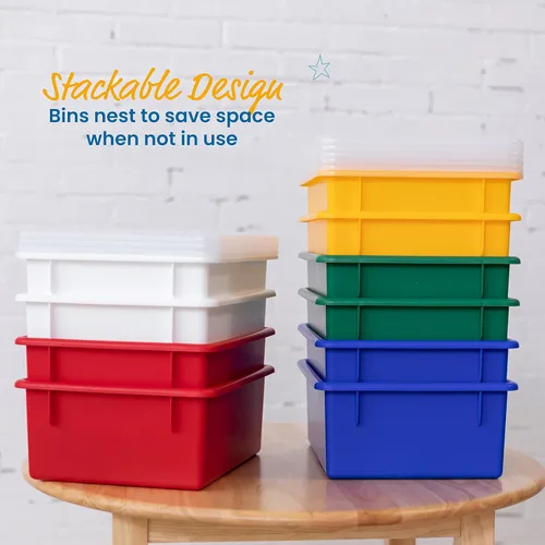 Vista 5 de ECR4Kids Bandeja profunda tamaño carta con tapa, contenedor de almacenamiento, surtido, 10 piezas