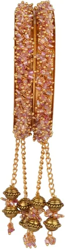 Vista 8 de Efulgenz Pulsera de cuentas india con dijes de borla colgantes, joyería de novia para mujer
