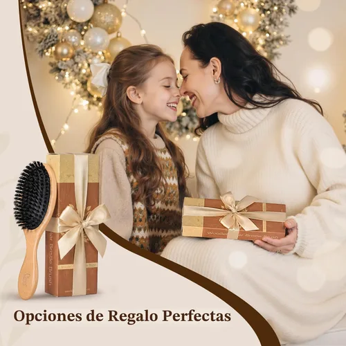 Vista 7 de BLACK EGG Cepillo de cerdas de jabalí para mujeres, hombres y niños, cerdas naturales suaves para cabello delgado y fino, restaura brillo y textura