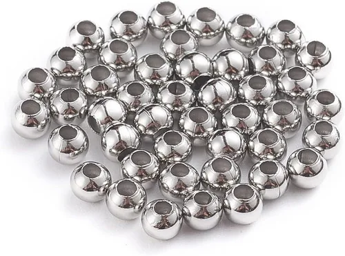 Vista 7 de Beadthoven - 500 cuentas redondas de acero inoxidable de 0.079 pulgadas (0.079 in), cuentas de metal redondas lisas doradas, espaciadores, bolas