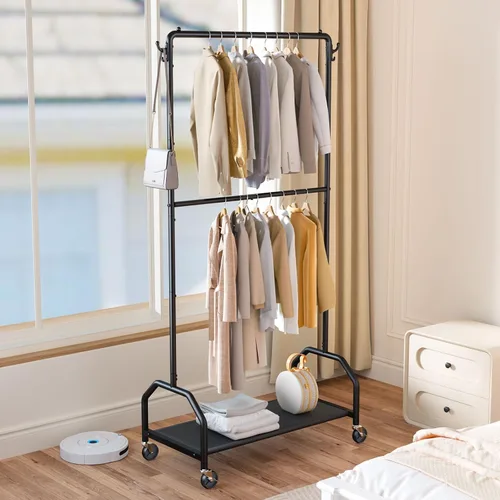 Vista 3 de Wiracks Perchero doble para colgar ropa, perchero para ropa, 130 libras, capacidad 34.5 pulgadas de ancho x 15.8 pulgadas de profundidad x 79