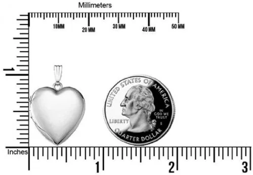 Vista 2 de PicturesOnGold.com - Medallón de corazón de plata de ley con corazón - 0.7 x 0.7in