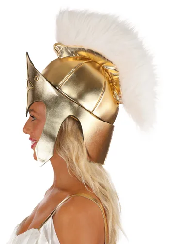 Vista 3 de Disfraz de Mujer Athena con Casco Dorado Multicolor