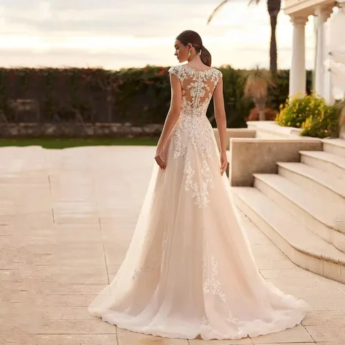 Vista 21 de Vestido de novia formal sin tirantes con encaje, largo de sirena para mujer 2019 WD162