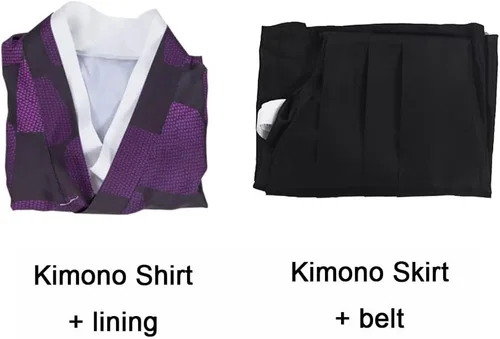 Vista 5 de Gonriya Anime Cosplay Hombres Kimono Adulto Cosplay Disfraz Uniforme Japonés Púrpura
