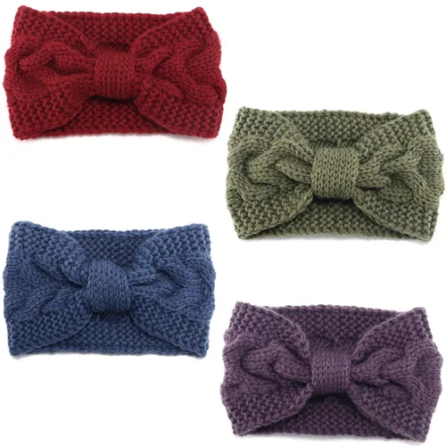 Vista 7 de Calentadores de orejas para mujer, diademas de invierno con botones para máscara, bandas de punto de ganchillo