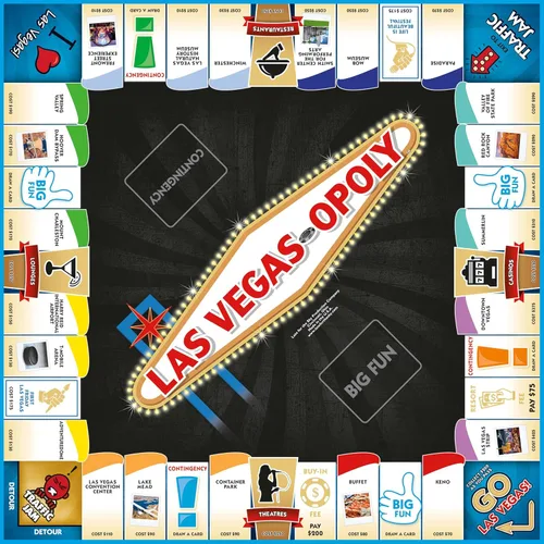 Vista 4 de Late for The Sky Las Vegas-Opoly Property - Juego de mesa de intercambio de propiedades - Juego de fiesta familiar con temática de Las Vegas