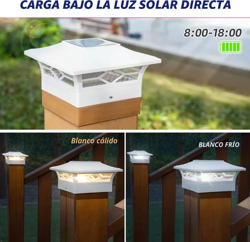 Vista 3 de APONUO - Luces solares para punta de poste, paquete de 6, 2 modos, luces solares para postes de valla, IP65 impermeables, encendido/apagado