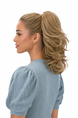Vista 32 de PRETTYSHOP - Extensión de cabello rizado voluminoso, cola de caballo de 14 pulgadas con clip, resistente al calor