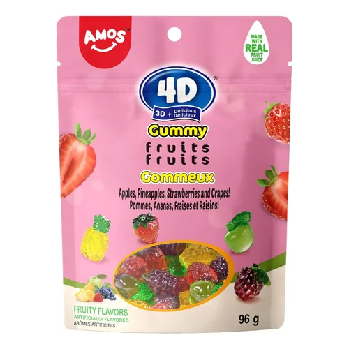 Vista 17 de Dulces de gomita 4D de sirena Amos, sabor a frambuesa azul, paquete de Navidad de 9 onzas envueltos individualmente para compartir, mini paquetes