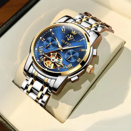Vista 2 de OLEVS Automatic Watch for MenLuxury Self Winding Mechanical Watches for MenTourbillon Stainless Steel Men Dress Watches with Date DayFashion