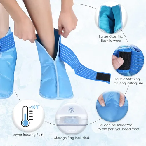 Vista 7 de ComfiTECH Envoltura para la cabeza de hielo para migraña con cobertura superior y envoltura de hielo para pies ComfiTECH