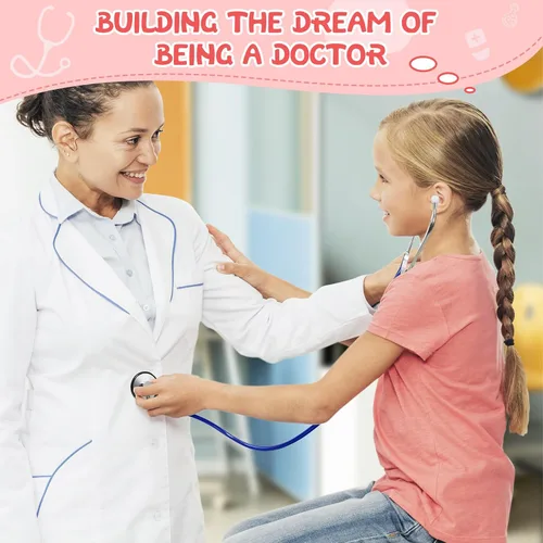 Vista 7 de Estetoscopio para niños, estetoscopio de enfermería que funciona de verdad para niños, juguete de jugar al doctor para niños pequeños, niños