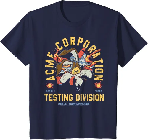 Vista 15 de Looney Tunes Wile E. Coyote Acme Co. Camiseta de la División de Pruebas Negro