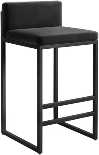 Vista 10 de GIZNXBA Taburetes de bar sin brazos de 25.6 pulgadas para encimera de cocina con respaldo, taburetes de bar tapizados modernos de terciopelo, /blanco