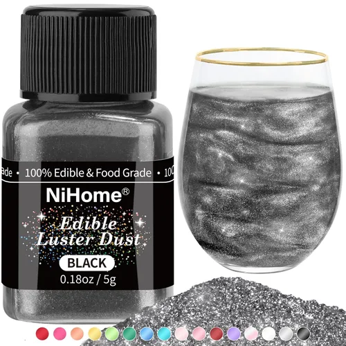Vista 18 de NiHome Polvo brillante comestible de grado alimenticio con purpurina para decoración de alimentos, polvo metálico para bebidas, vino, bebidas, Blanco
