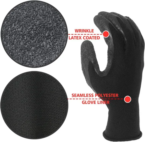 Vista 7 de Evridwear - Guantes de trabajo de látex arrugado con revestimiento de mano para seguridad, para hombres y mujeres, uso general, multiusos