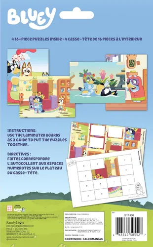 Vista 2 de Trends International - Paquete de rompecabezas de calcomanías Bluey Bandit and Chilli Adventures - 12 rompecabezas, 4 tableros - Multicolor