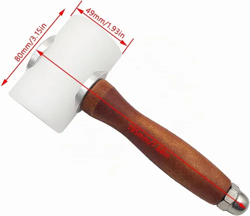 Vista 5 de Manija de madera de la cabeza de nylon T del mazo del martillo de talla de cuero 7,4 pulgadas Para artesanía en cuero, mazo de artesanía en cuero