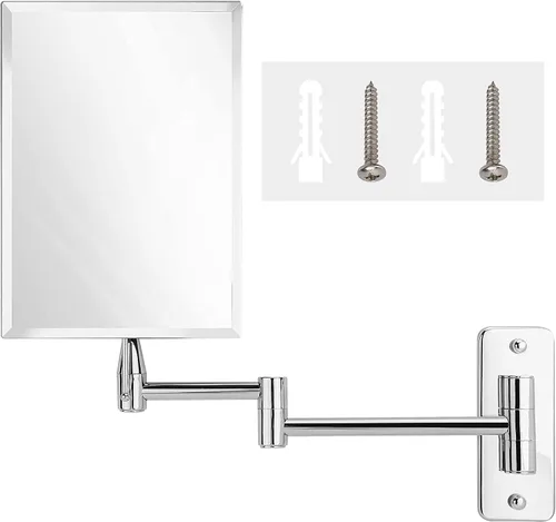 Vista 3 de MIRRORVANA Espejo de pared sin marco para baño con extensión giratoria de 11 pulgadas, sin aumento, superficie rectangular de 8.7 x 6.3 pulgadas