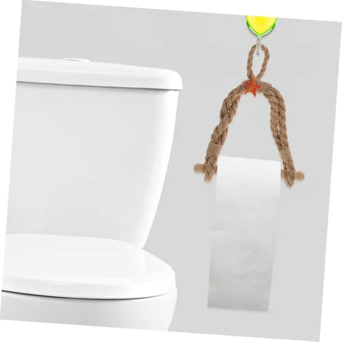 Vista 3 de Soporte para rollo de papel de cuerda náutica, decoración de baño rústico, soporte para papel higiénico con tema oceá