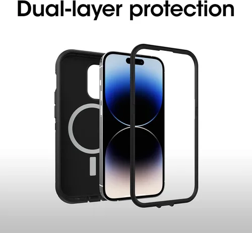 Vista 3 de OtterBox Funda para iPhone 14 Pro Max (solamente) Defender Series XT, color negro, sin pantalla, resistente, se ajusta a MagSafe, accesorio
