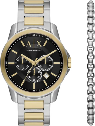 Vista 12 de A X Armani Exchange Reloj de vestir cronógrafo para hombre con correa de acero inoxidable, silicona o cuero