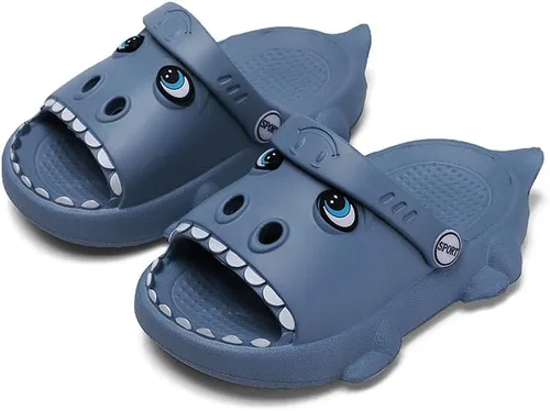 Vista 2 de KAQ Zuecos de jardín de dinosaurios para niños y niñas, sandalias de nube lindas deslizantes antideslizantes cómodas para la ducha de verano