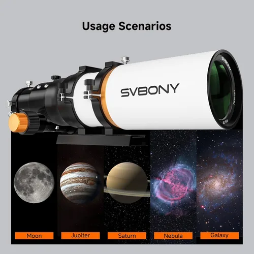 Vista 2 de SVBONY SV503 Telescopio Refractor con Corregidor de Campo Integrado, 70mm F6.78 Refractor OTA de Dispersión Extra Baja Acromática, Telescopio