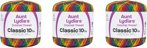 Vista 25 de Aunt Lydia Classic Crochet - Paquete de 3 unidades de 350y/1,049.9 ft - Blanco Antiguo