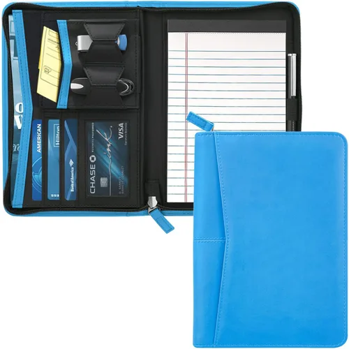 Vista 13 de Organizador de Portafolio Pequeño, Portafolio de Negocios A5 con Cremallera, Carpeta Padfolio Junior para Mujeres y Hombres, Bloc de Escritura de 5