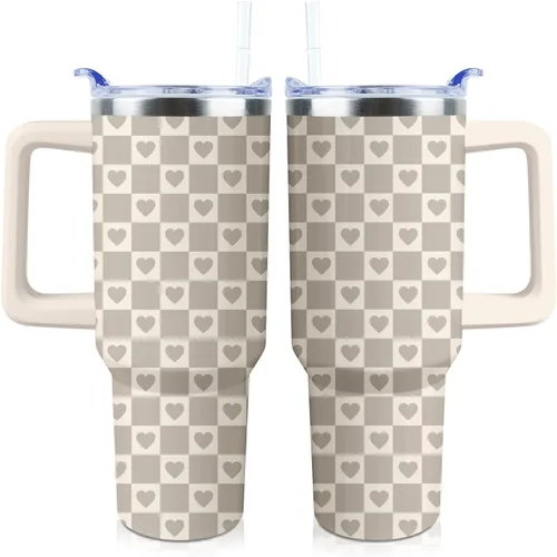 Vista 16 de Vaso de 40 onzas con asa y tapa con pajita a prueba de fugas Regalos inspiradores de cumpleaños del Día de la Madre para mujeres, hombres